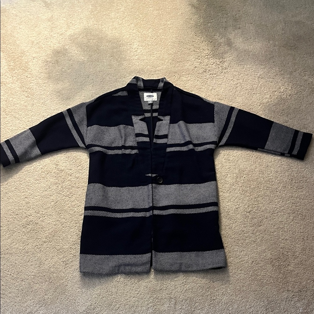 Old Navy Navy and White Striped Cardigan